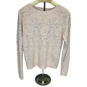 Women's Chelsea28 Nordstrom Pink Lace Design Knit Sweater Small